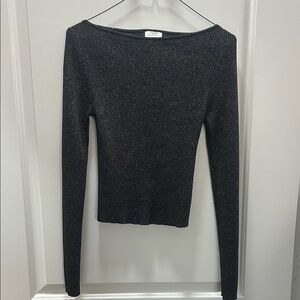 H&M boat neck Shimmering Black Knit Top size small